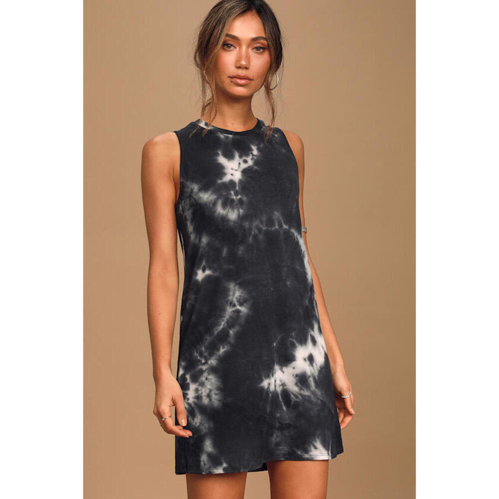 Lulus Feeling Amazing Blue Tie-dye Sleeveless Shift Dress - Size S